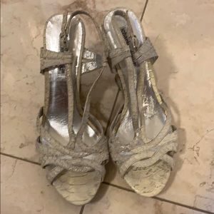 Charles David snakeskin platform heels